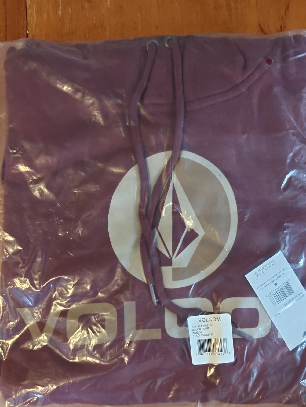 Volcom Burgundy Hoodie with Tan Logo